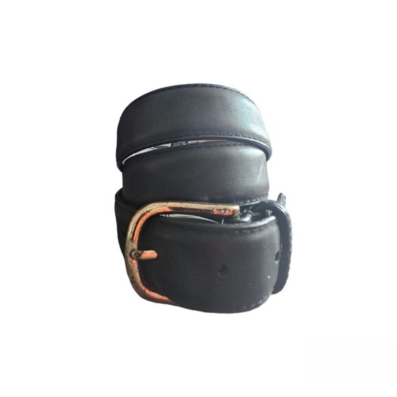 Black Synthetic Crazy Horse Finish Leather Genuine Leather Lining Belt Size 32 - Picture 1 of 11